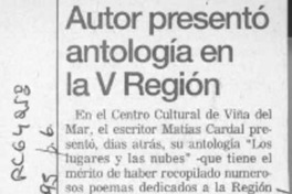 Autor presentó antología en la V región  [artículo].