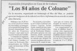 "Los 84 años de Coloane"  [artículo].