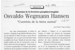 Osvaldo Wegmann Hansen  [artículo] Carlos Vega Letelier.