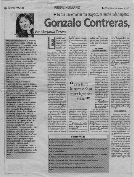 Gonzalo Contreras, más inocente que su pluma  [artículo] Margarita Serrano.