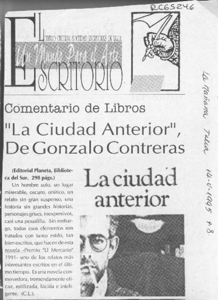 "La ciudad anterior", de Gonzalo Contreras  [artículo] C. L.