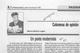 Un poeta modernista  [artículo] Marino Muñoz Lagos.