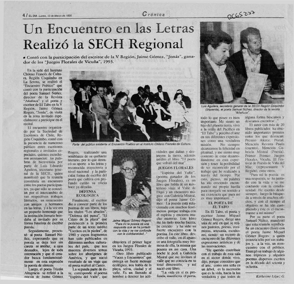 Un Encuentro en las letras realizó la SECH regional  [artículo].