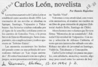 Carlos León, novelista  [artículo] Ramón Riquelme.