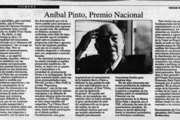 Aníbal Pinto, Premio Nacional  [artículo] Oscar Muñoz G.