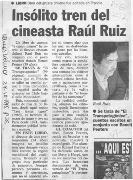 Insólito tren del cineasta Raúl Ruiz