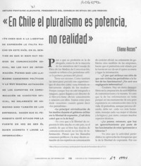 "En Chile el pluralismo es potencia, no realidad"  [artículo] Eliana Rozas.