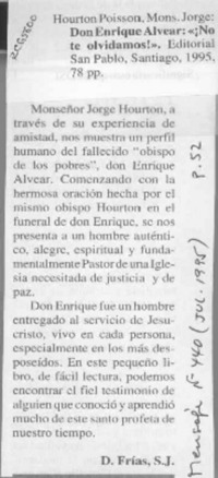 Don Enrique Alvear, "No te olvidamos!"  [artículo] D. Frías.