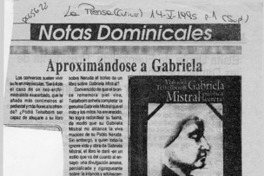 Aproximándose a Gabriela  [artículo] Luis Vargas Saavedra.