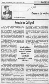 Poesía en Collipulli  [artículo] Marino Muñoz Lagos.