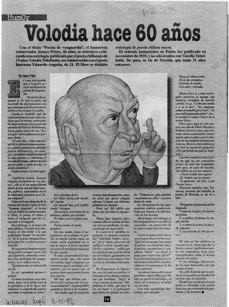 Volodia hace 60 años  [artículo] Genaro Prieto.