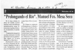 "Prolongando el río", Manuel Fco. Mesa Seco  [artículo].
