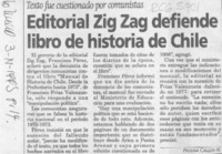 Editorial Zig Zag defiende libro de historia de Chile  [artículo] Paulina Calleja N.
