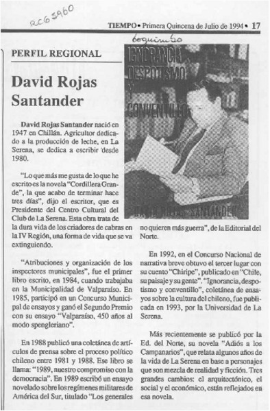 David Rojas Santander  [artículo].