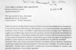 La carta astral del silencio  [artículo] Agustín Zumaeta B.
