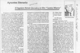 El Ingeniero Hernán Quezada y su libro "Cuentos mineros"  [artículo] Oriel Alvarez Gómez.