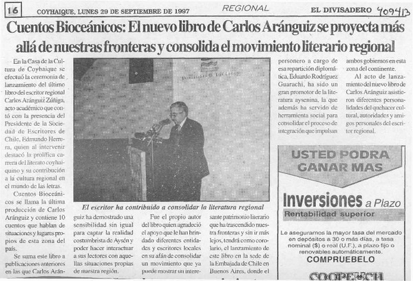 Cuentos Bioceánicos, el nuevo libro de Carlos Aránguiz se proyecta más allá de nuestras fronteras y consolida el movimiento literario regional  [artículo]