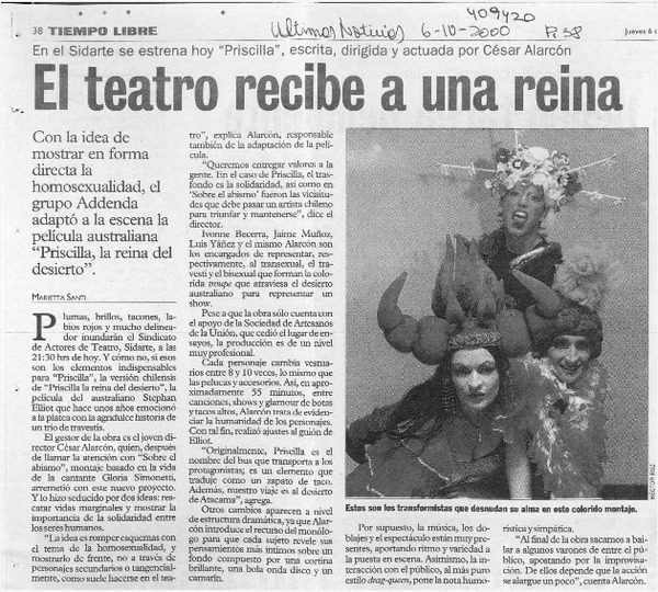 El teatro recibe a una reina  [artículo] Marietta Santi