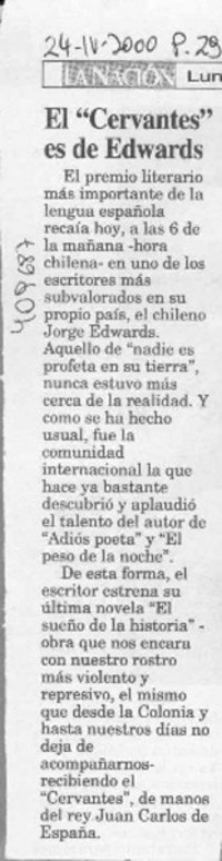 El "Cervantes" es de Edwards  [artículo]