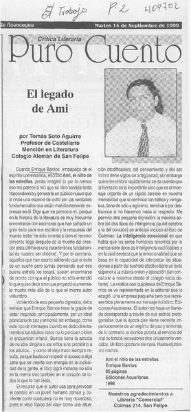 EL Legado de Ami  [artículo] Tomás Soto Aguirre