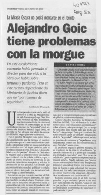 Alejandro Goic tiene problemas con la morgue  [artículo] Leopoldo Pulgar I.