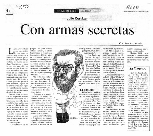 Con armas secretas  [artículo] José Ossandón