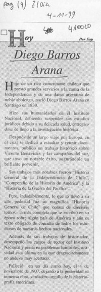 Diego Barros Arana  [artículo] Fap