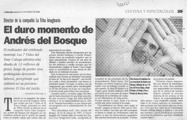 El duro momento de Andrés del Bosque  [artículo] Leopoldo Pulgar I.
