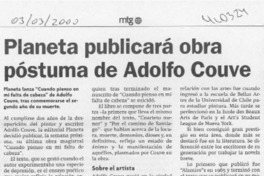 Planeta publicará obra póstuma de Adolfo Couve  [artículo] Paula Hernández M.
