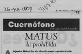 Matus, la prohibida  [artículo] Juan Andrés Guzmán