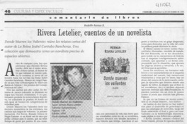 Rivera Letelier, cuentos de un novelista  [artículo] Rodolfo Arenas R.