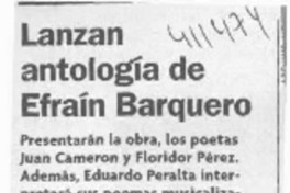 Lanzan antología de Efraín Barquero  [artículo] S. U.