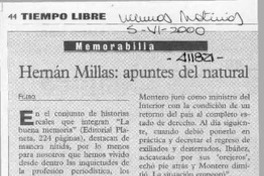 Hernán Millas, apuntes del natural  [artículo] Filebo