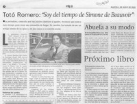 Totó Romero, "Soy del tiempo de Simone de Beauvoir"  [artículo]