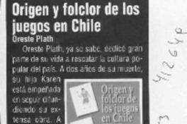 Origen y folclor de los juegos en Chile  [artículo]