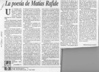 La poesía de Matías Rafide  [artículo] Fernando Quilodrán
