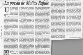 La poesía de Matías Rafide  [artículo] Fernando Quilodrán