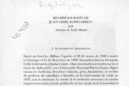 Bío-bibliografía de Juan Uribe Echevarría  [artículo] Alamiro de Avila Martel
