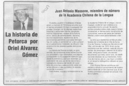 La historia de Petorca por Oriel Alvarez Gómez  [artículo] Juan Antonio Massone