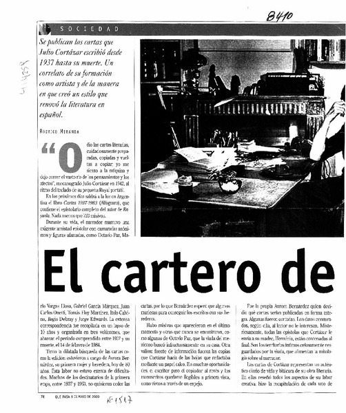El cartero de Cortázar  [artículo] Rodrigo Miranda