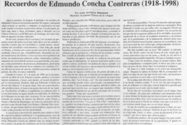 Recuerdos de Edmundo Concha Contreras  [artículo] Juan Antonio Massone