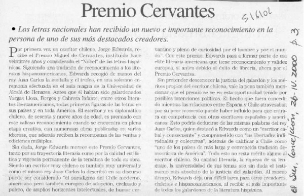 Premio Cervantes  [artículo]