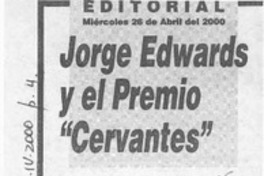 Jorge Edwards y el Premio "Cervantes"  [artículo] Héctor González Valenzuela