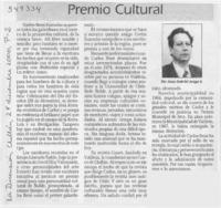 Premio Cultural  [artículo] Juan Gabriel Araya G.