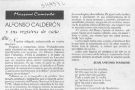 Alfonso Calderón y sus registros de cada día  [artículo] Juan Antonio Massone