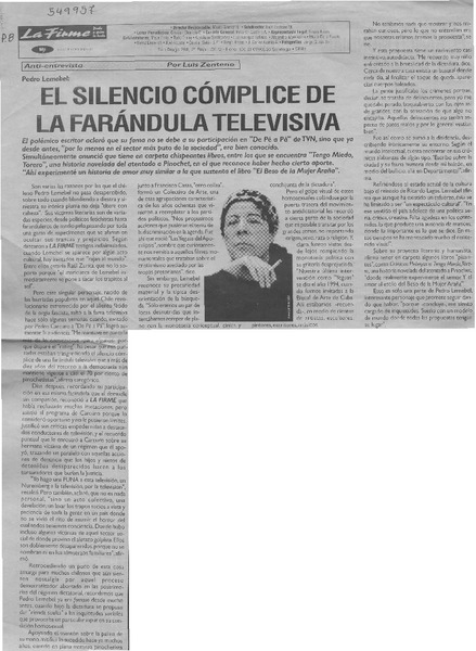 El silencio cómplice de la farándula televisiva  [artículo] Luis Zenteno