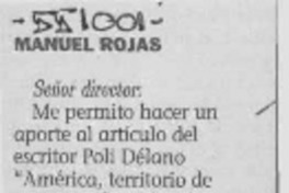 Manuel Rojas  [artículo] Patricio Rojas B.