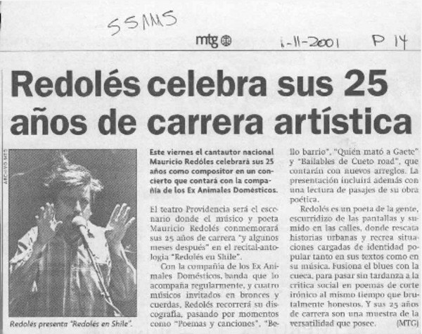Redolés celebra sus 25 años de carrera artística  [artículo]