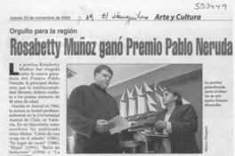 Rosabetty Muñoz ganó Premio Pablo Neruda  [artículo] Marta Zúñiga