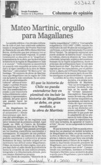 Mateo Martinic, orgullo para Magallanes  [artículo] Sergio Fernández